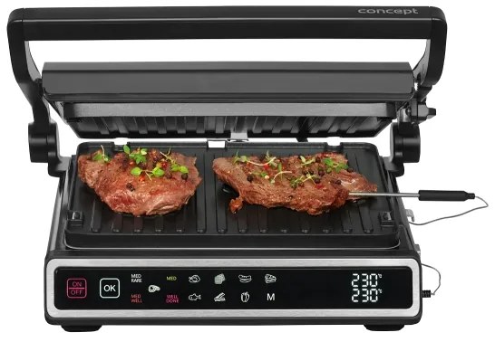 Concept ge3550 - Kontaktgrill 2000W/230V mit Temperatursensor, schwarz