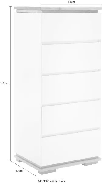 ARVI komód, fehér/tölgy