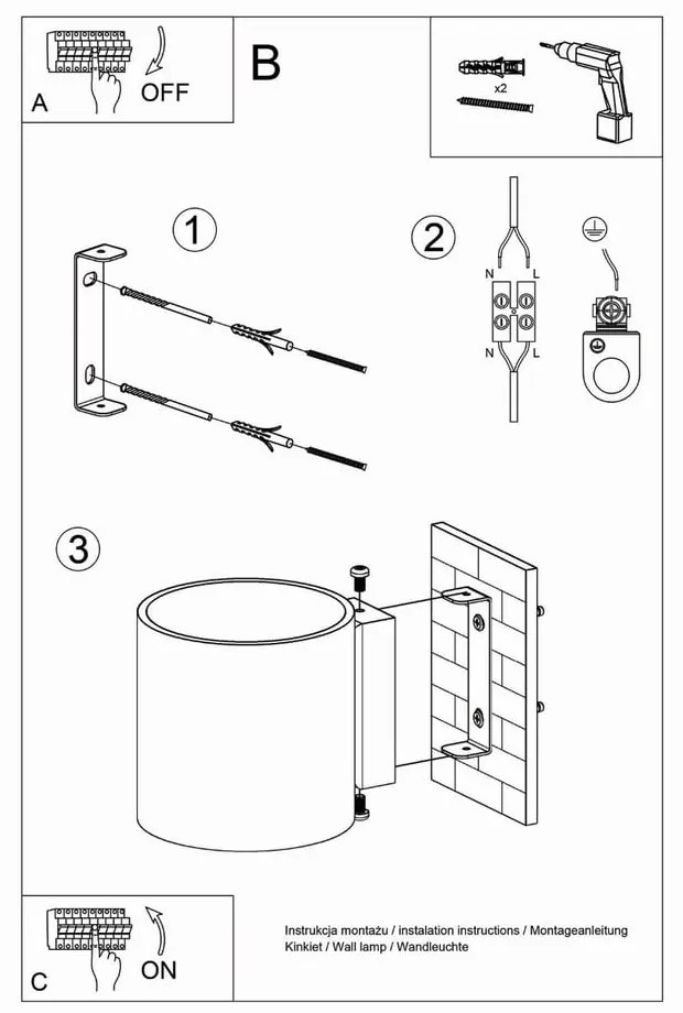 Sötétszürke fali lámpa ø 10 cm Roda – Sollux