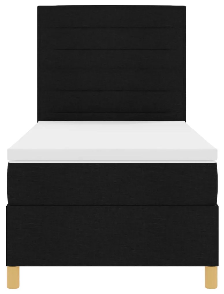 Boxspring Ágy Matrac és LED Fekete 100x200 cm Szövet