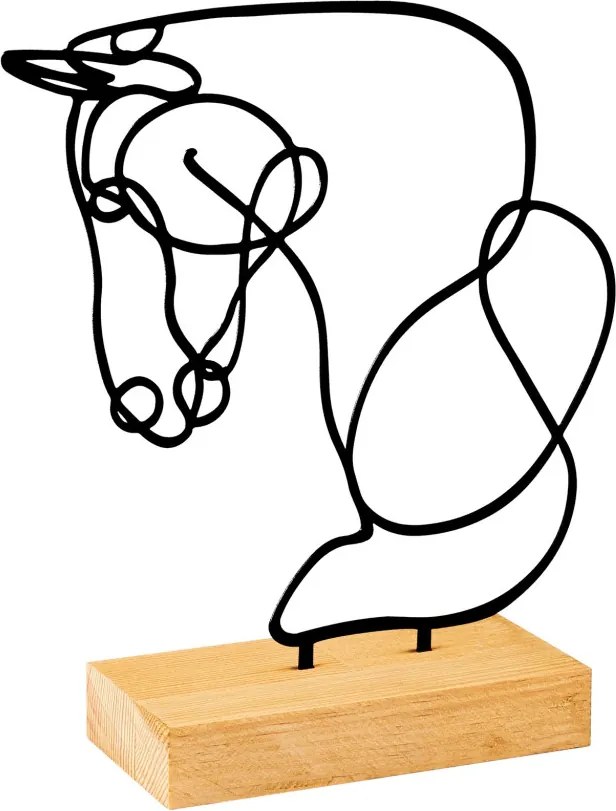 Equine fém dísztárgy, fekete, 26×8 cm