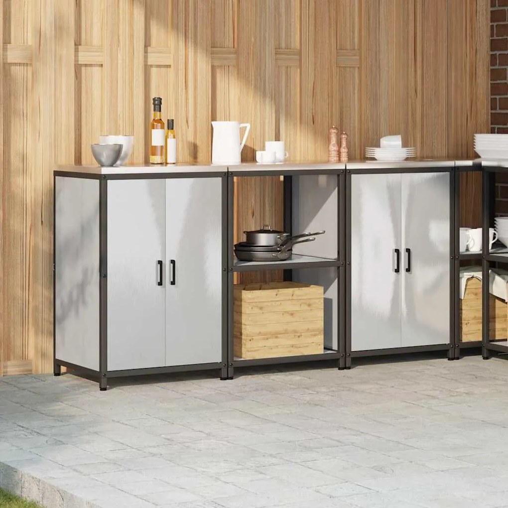 Konyhai Tároló Készlet polcokkal 3 pcs Ezüst 180 x 50 x 92 cm