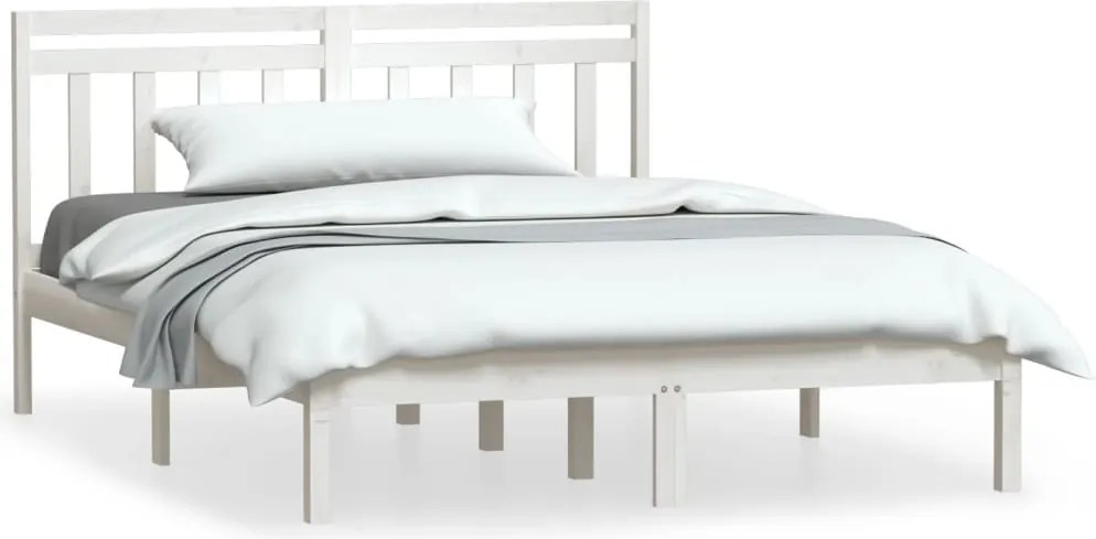 vidaXL fehér tömör fa ágykeret 150 x 200 cm (King Size)