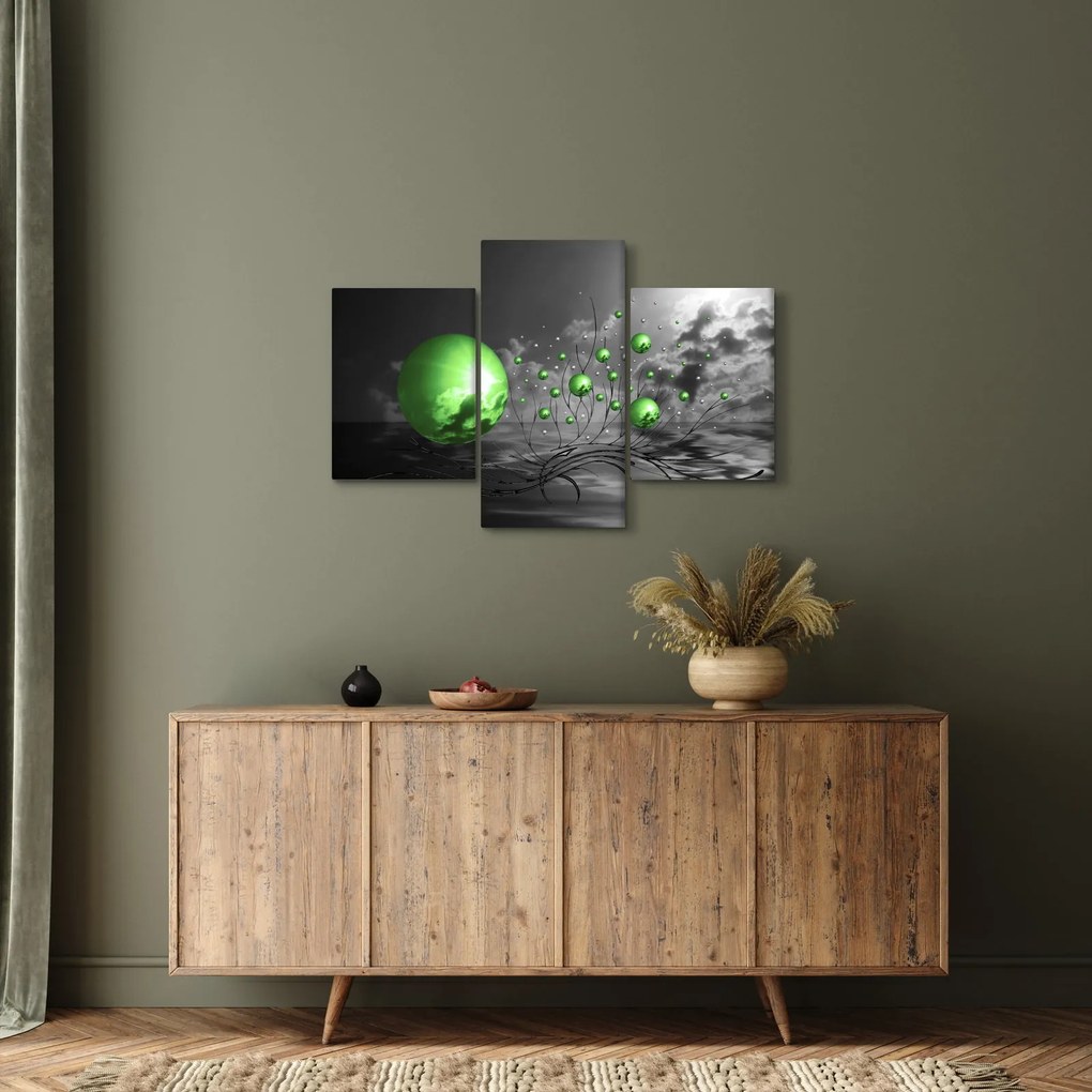 Zöld absztrakt gömbök képe (90x60 cm)