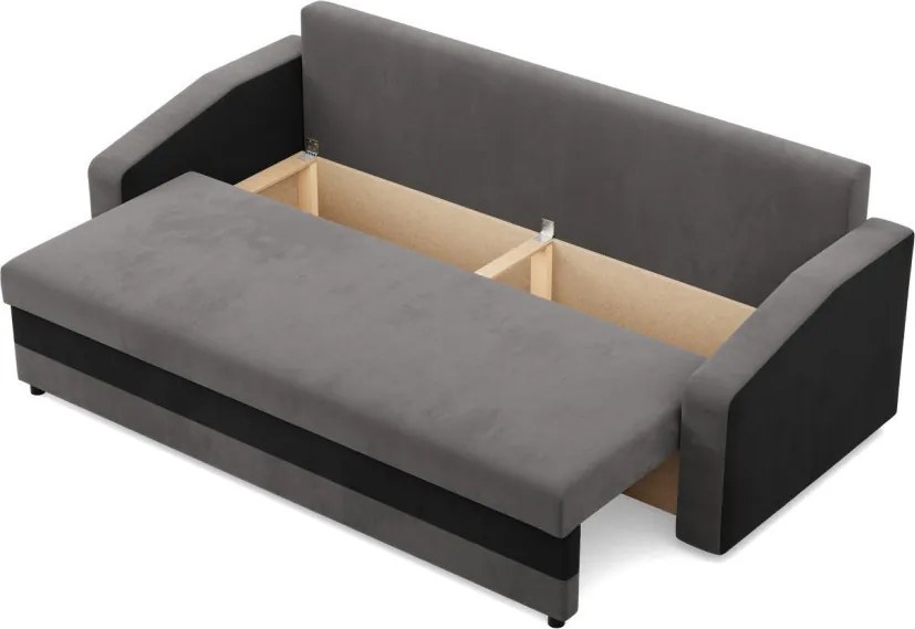 Hewlet kanapéágy, szövet anyag, bonell töltet, szürke - fekete