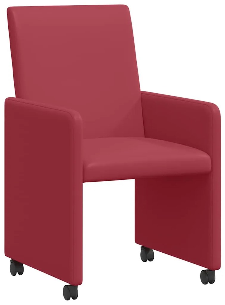 vidaXL Kerekes Étkező Székek 2 pcs bordó 57 x 66 x 94 cm Műbőr