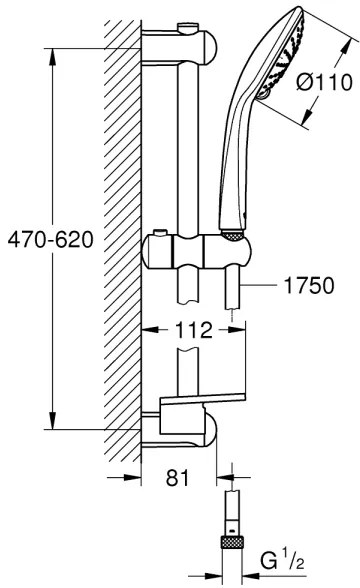 GROHE 27230001 - EUPHORIA 110 Duo 600 mm zuhanygarnitúra, fényes króm