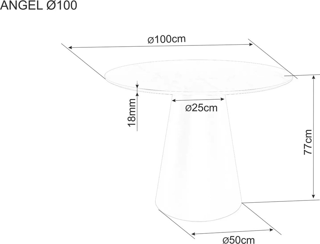 Kerek étkezőasztal ANGEL 100x100 cm, szürke márvány dekoráció