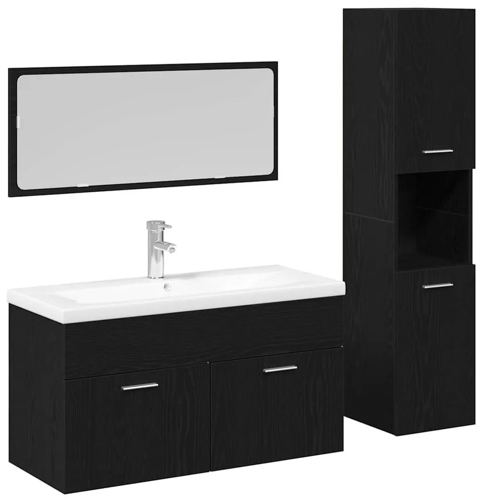 Fürdőszoba bútor szett 2 pcs Fekete tölgy 90 x 38.5 x 46 cm