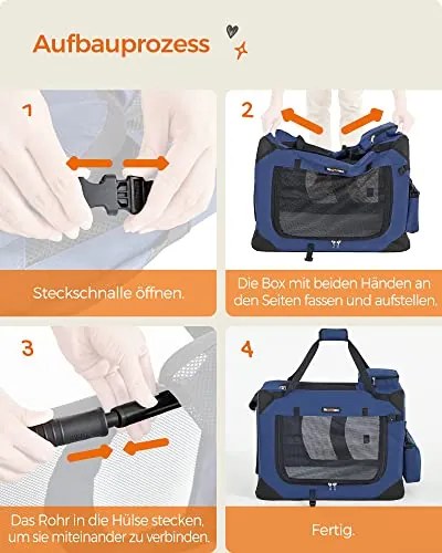 Kutyahordozó, összecsukható, szövetből készült kisállathordozó, s, kék