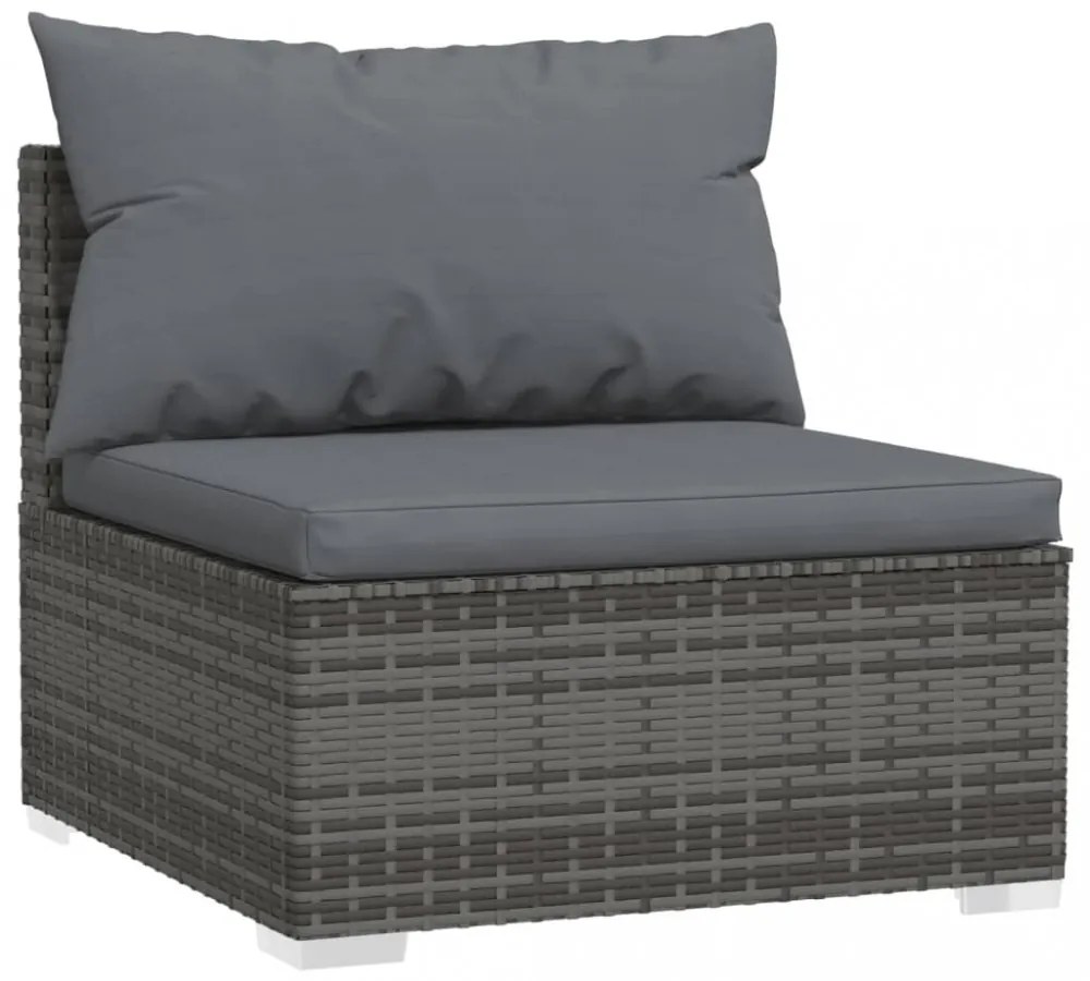 szürke polyrattan kerti középső kanapé párnákkal