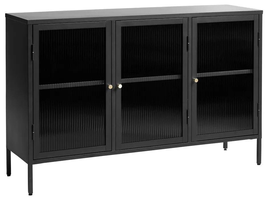 Fekete fém tálalószekrény 132x85 cm Bronco – Unique Furniture