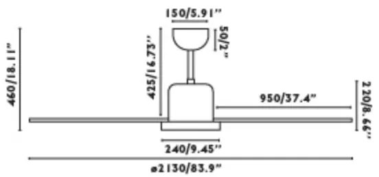 FARO 33461A - Mennyezeti ventilátor ANDROS XL fehér á. 213 cm + távirányítás