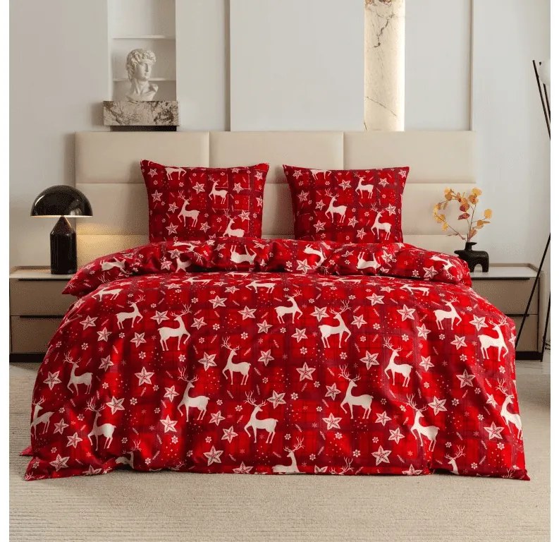 Mikroszálas ágyneműhuzat VELVET CHRISTMAS piros Ágyneműhuzat mérete: 2 db 70 x 90 cm | 200 x 220 cm