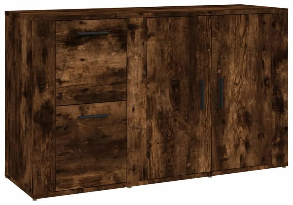 füstös tölgy színű szerelt fa tálalószekrény 100x33x59,5 cm
