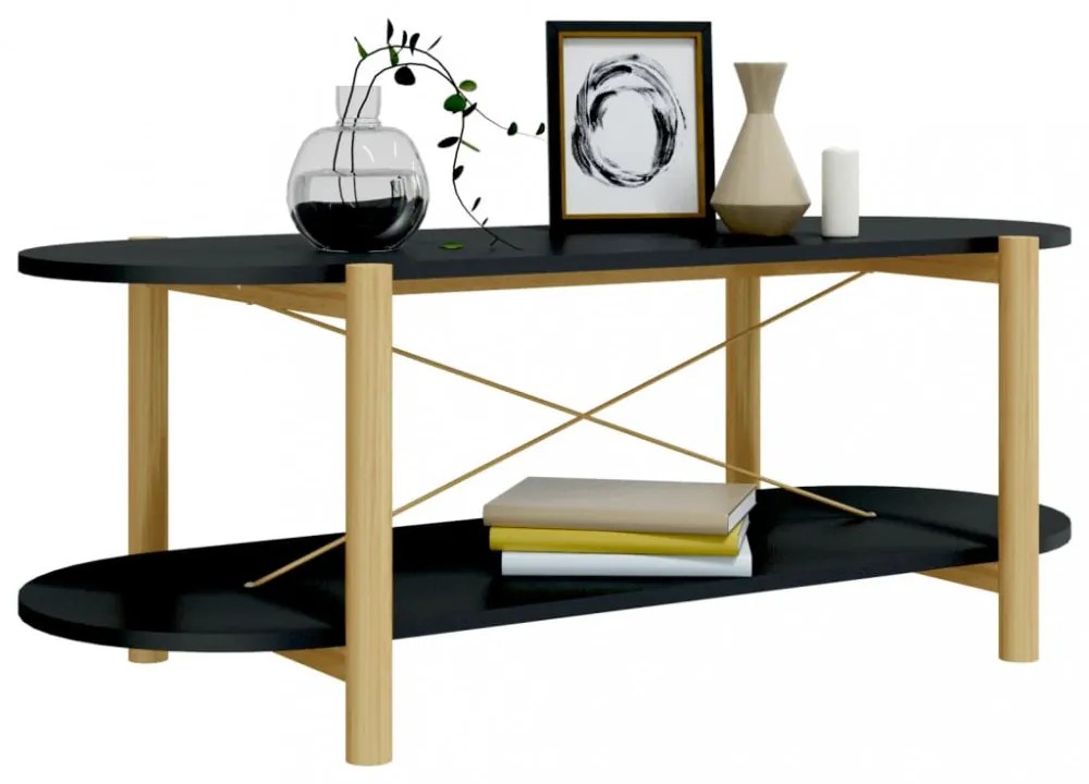 fekete szerelt fa dohányzóasztal 110x48x40 cm