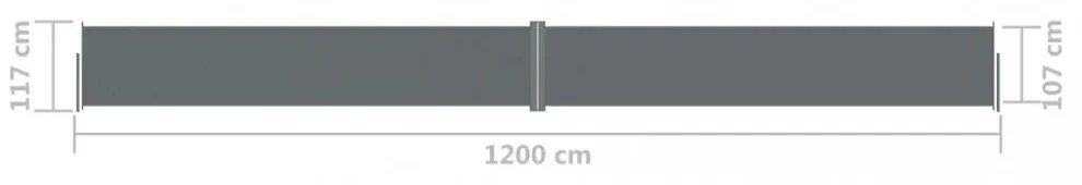 antracitszürke behúzható oldalsó napellenző 117 x 1200 cm