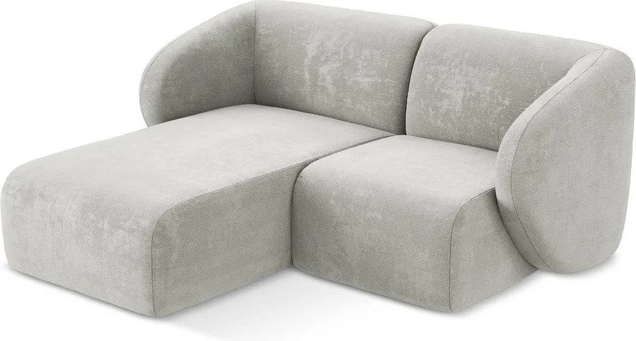 Világosszürke zsenília sarokkanapé (bal oldali-heverő résszel) Lani – Makamii