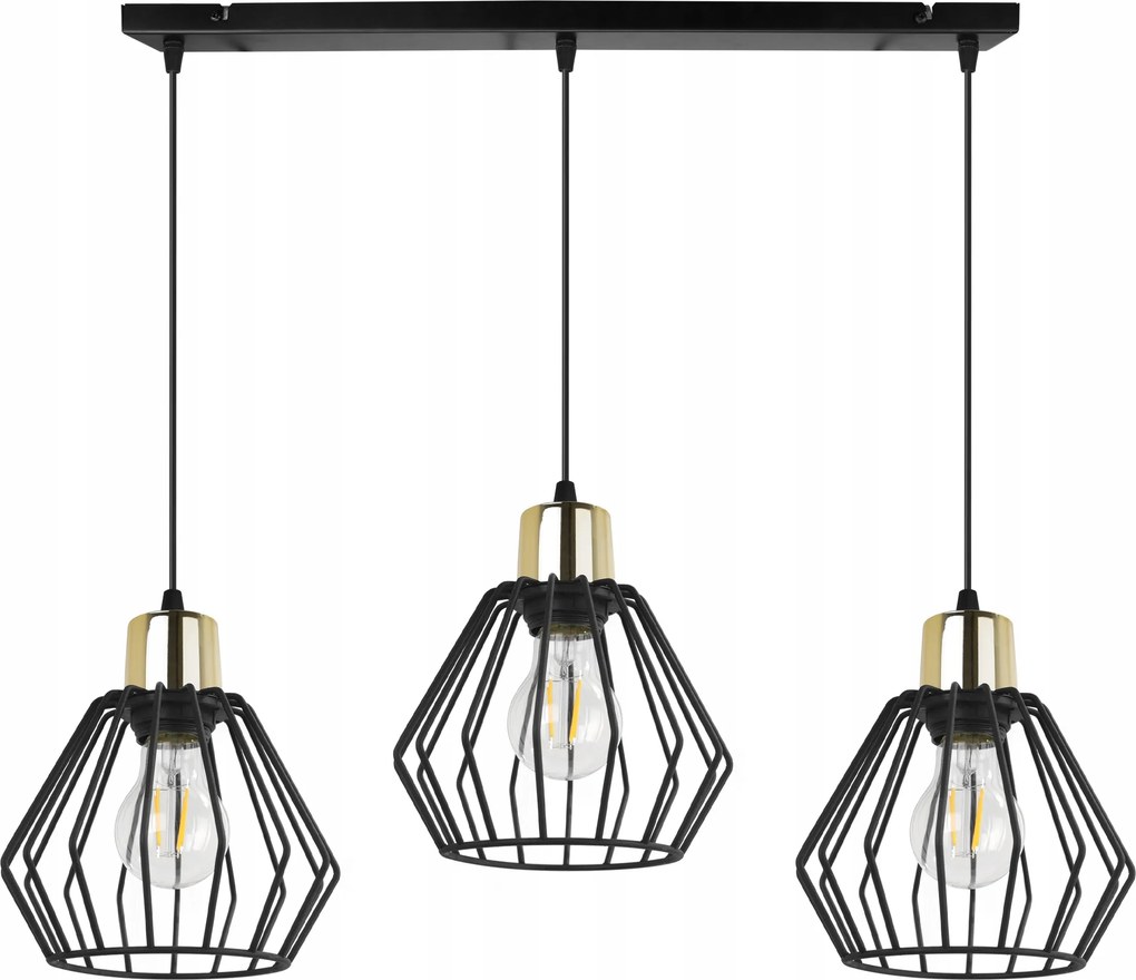 Mennyezeti Lámpa Függeszték Fekete Csillár Hármas Díszléc Loft Modern