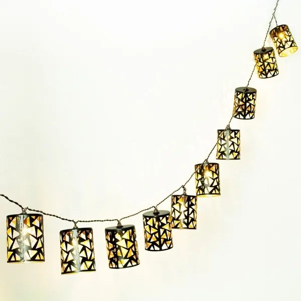 LED Napelemes lánc 10xE12/3,65m IP44 meleg fehér