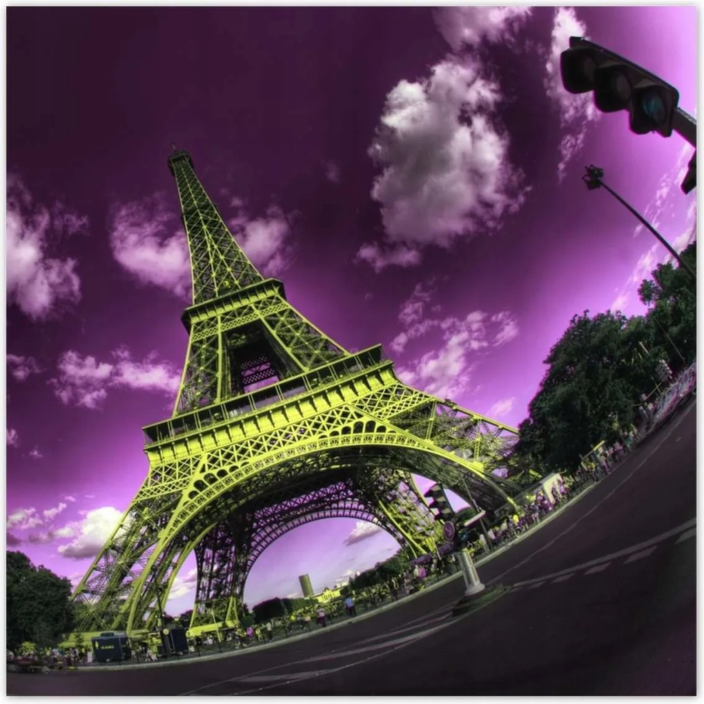 Poszterek 100x100 Lila Eiffel égbolt