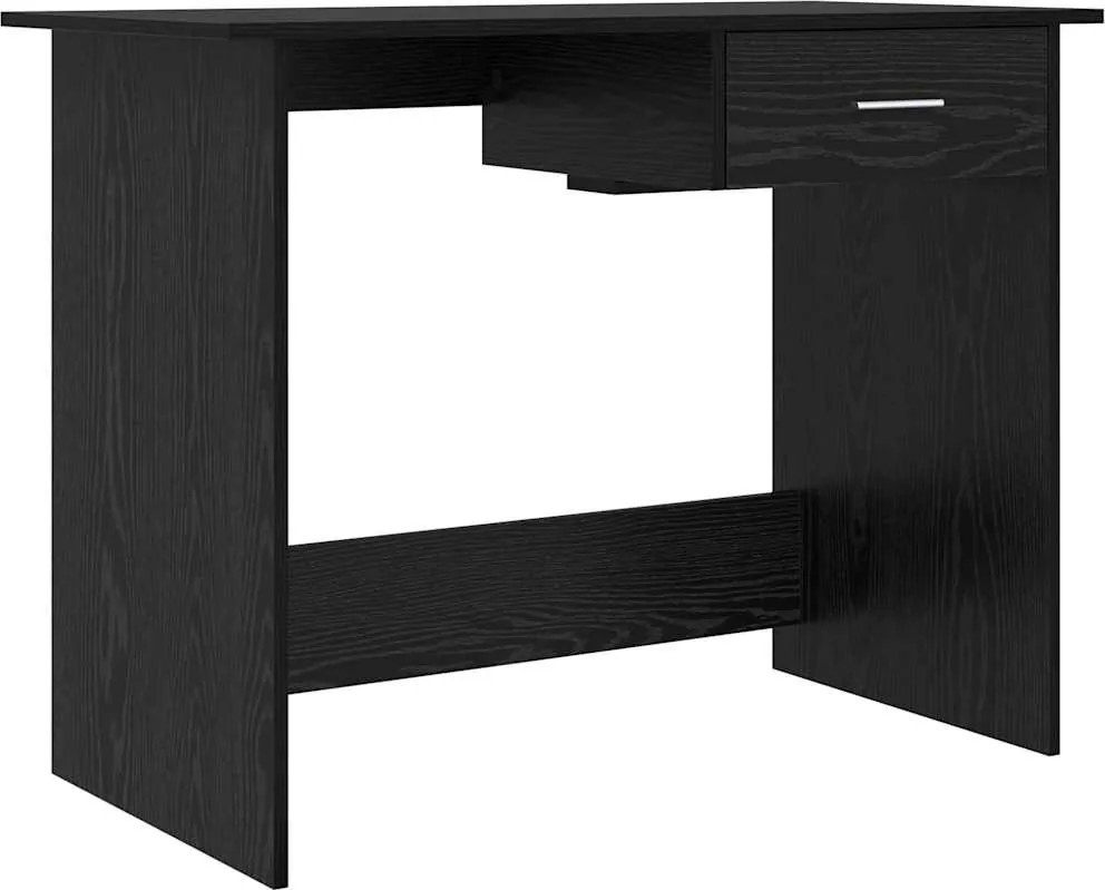 vidaXL Asztal fiókkal tárolóval Fekete tölgy 100 x 50 x 76 cm Faanyag