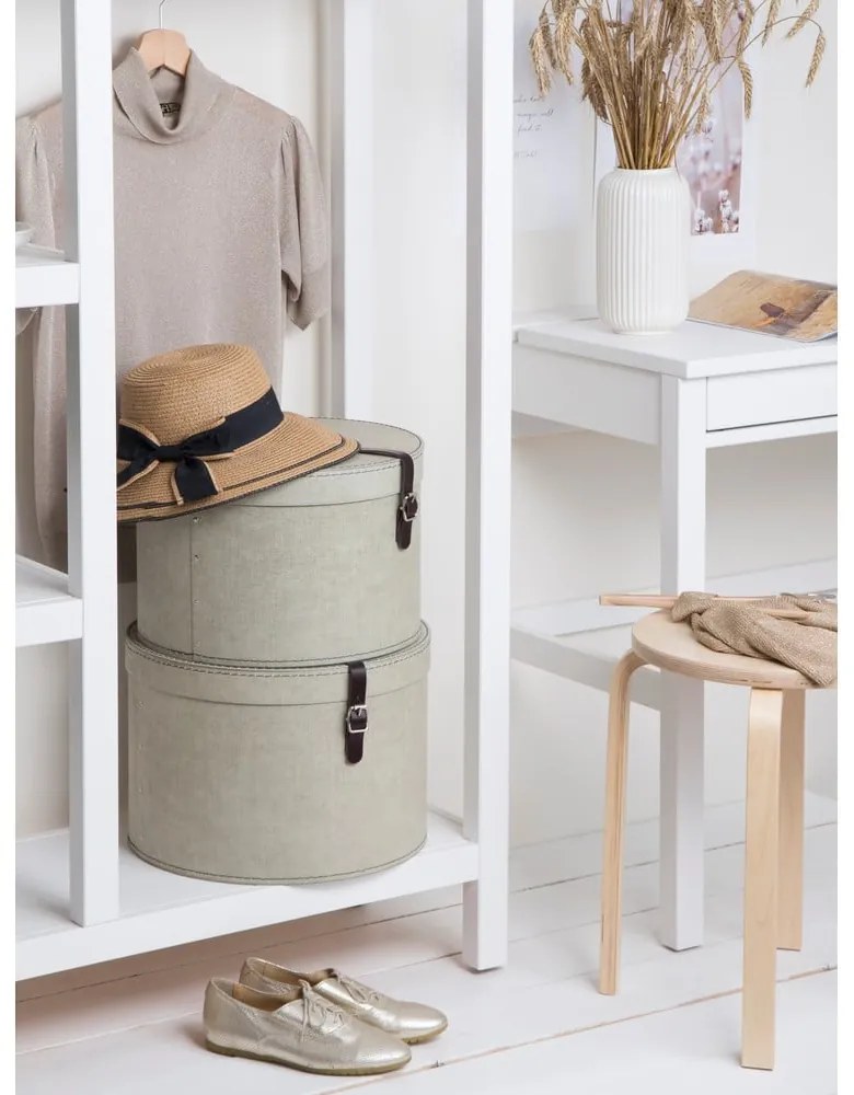 Bézs fedeles karton tárolódoboz szett 2 db-os ø 37,5x25 cm Rut Canvas Paper Laminate – Bigso