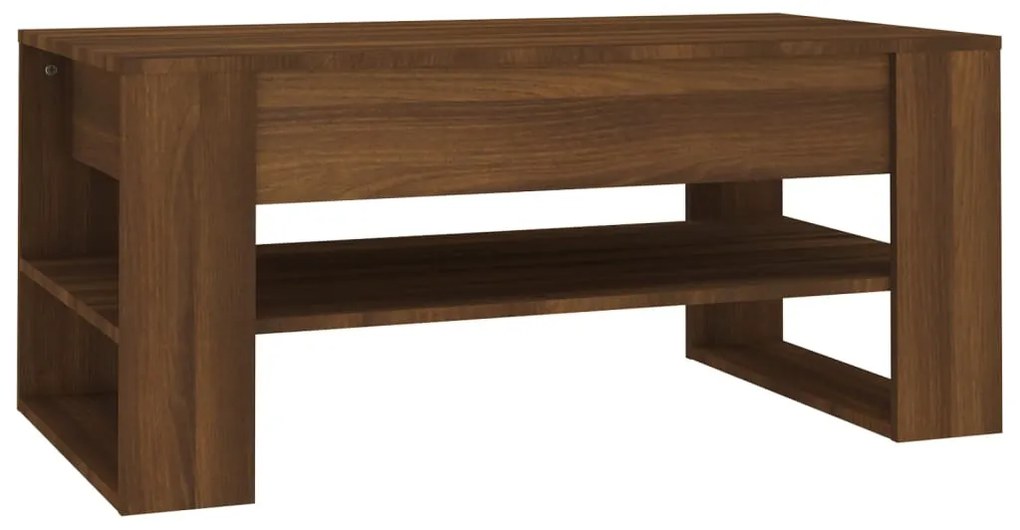 Barna tölgy színű szerelt fa dohányzóasztal 102x55x45 cm