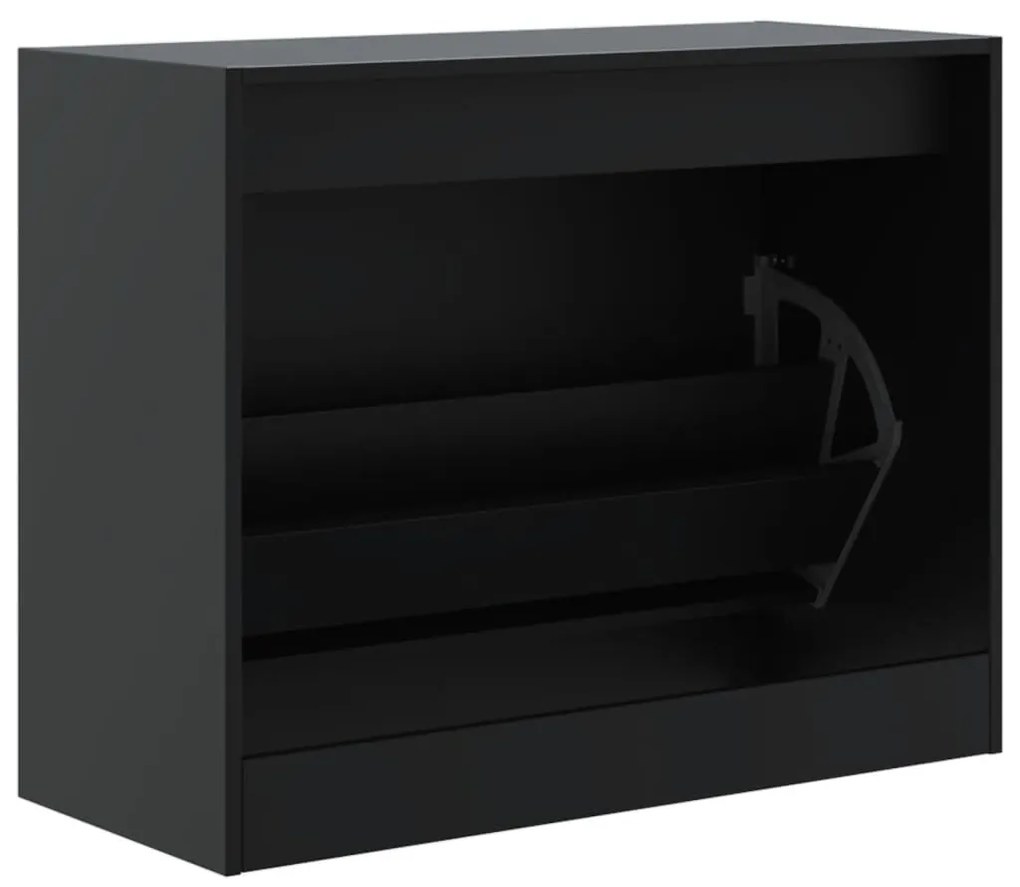 fekete szerelt fa cipőszekrény 80 x 34 x 63 cm