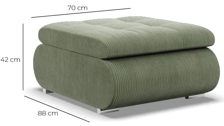 Tokio puff, kordbársony, zöld