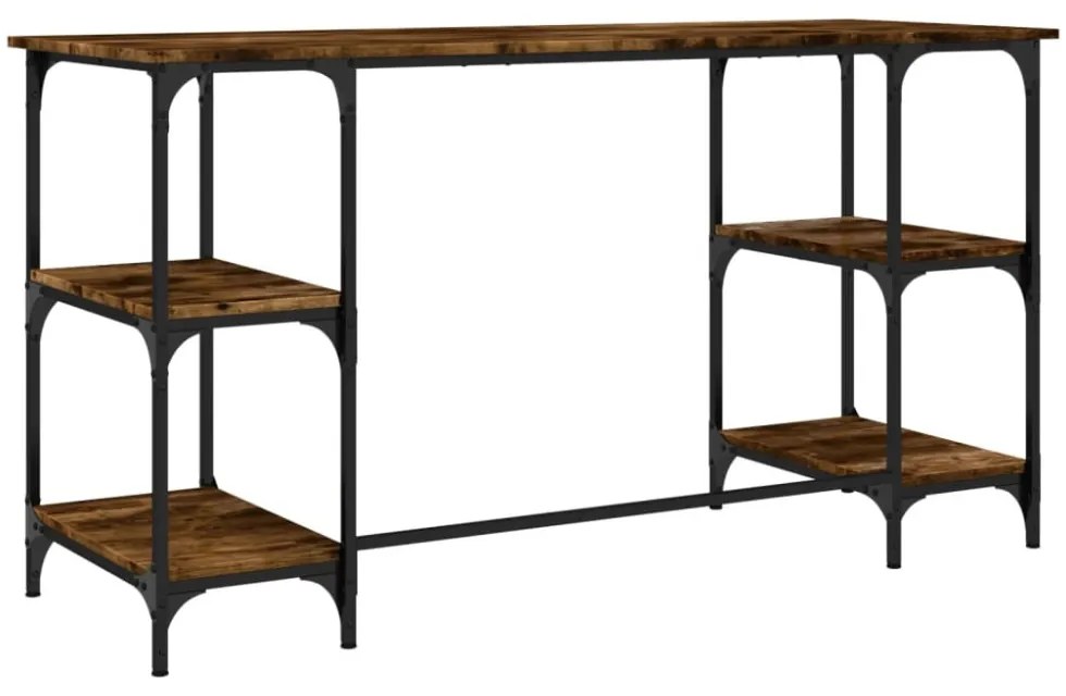 vidaXL füstös tölgy színű fém és szerelt fa íróasztal 140 x 50 x 75 cm