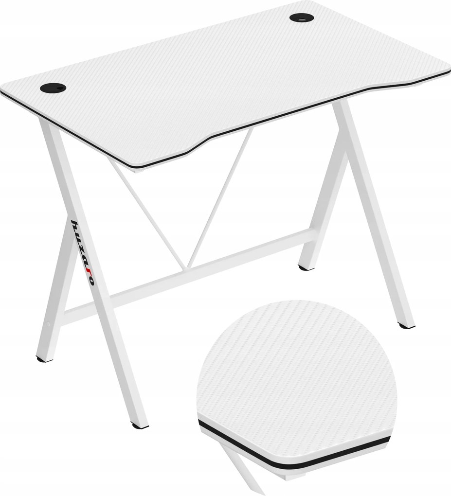 Gamer íróasztal kicsi Huzaro fehér ifjúsági számítógép tanuláshoz