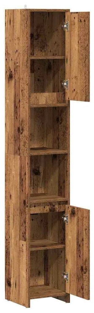 antik fa színű szerelt fa fürdőszobaszekrény 30 x 30 x 183,5 cm