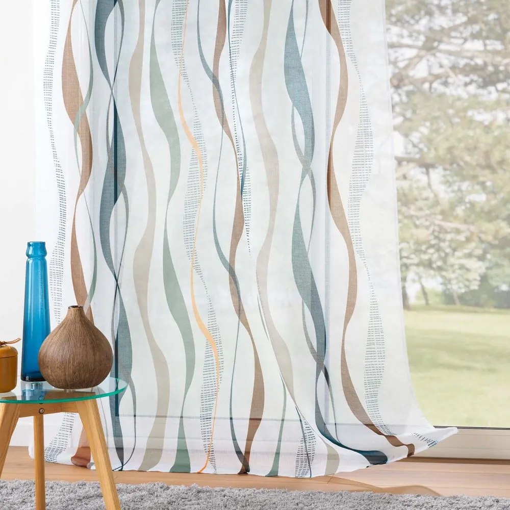 Fehér-kék átlátszó függöny 140x280 cm Lisana – douceur d'intérieur