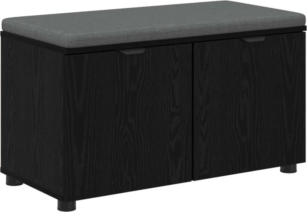 vidaXL Előtér pad Fekete Tölgy 80 x 38 x 46 cm Műanyag Fa és Szövet
