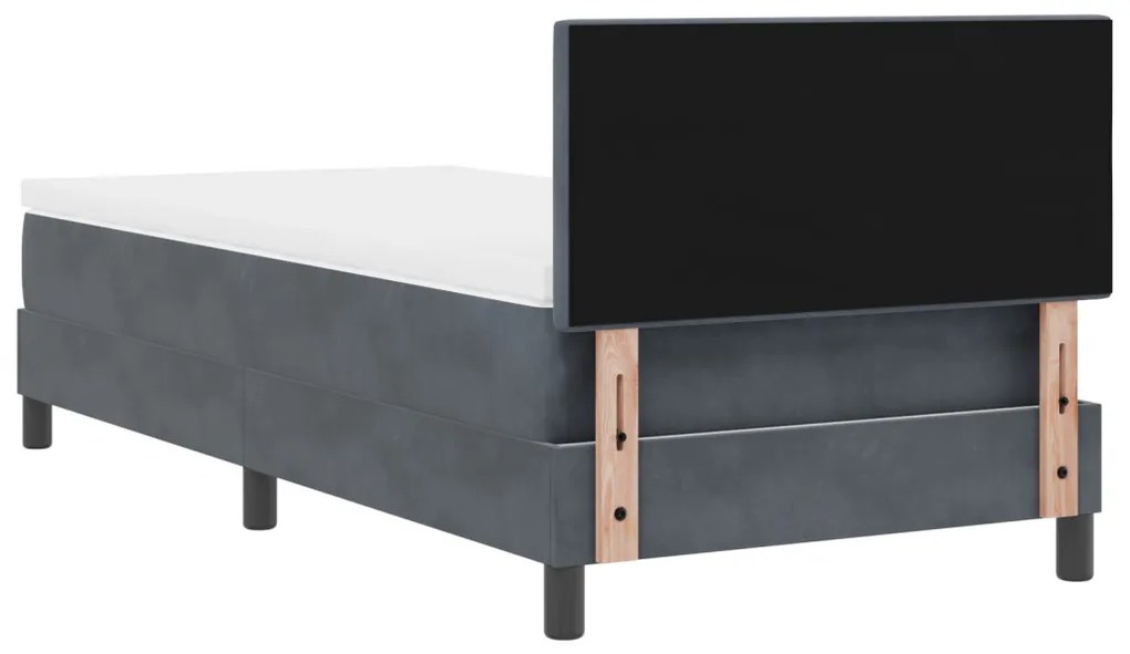 Boxspring ágy matraccal és LED-del Sötétszürke 90x200 cm Bársony