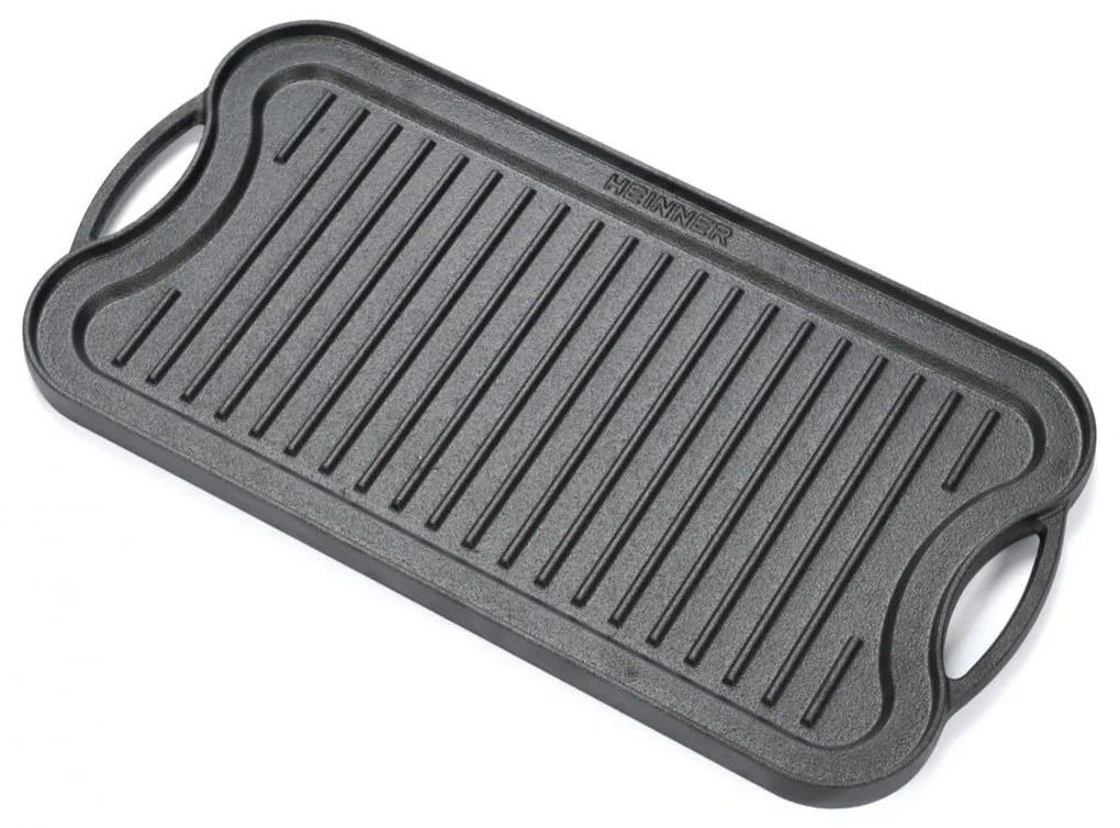 Heinner Grillező tálca/grillező lap, 51x26x2.5 cm, öntöttvas, fekete