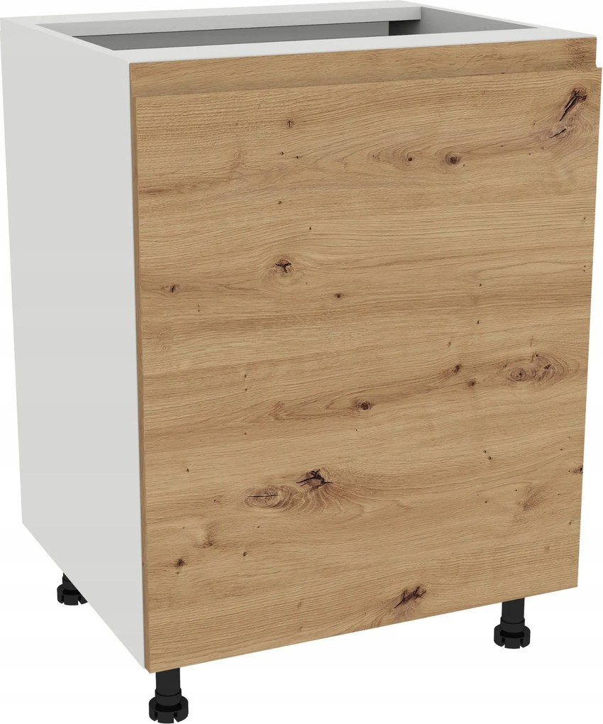 Konyhaszekrény alsó 60 Frezo Fehér front Fogantyú nélküli tölgy Artsian