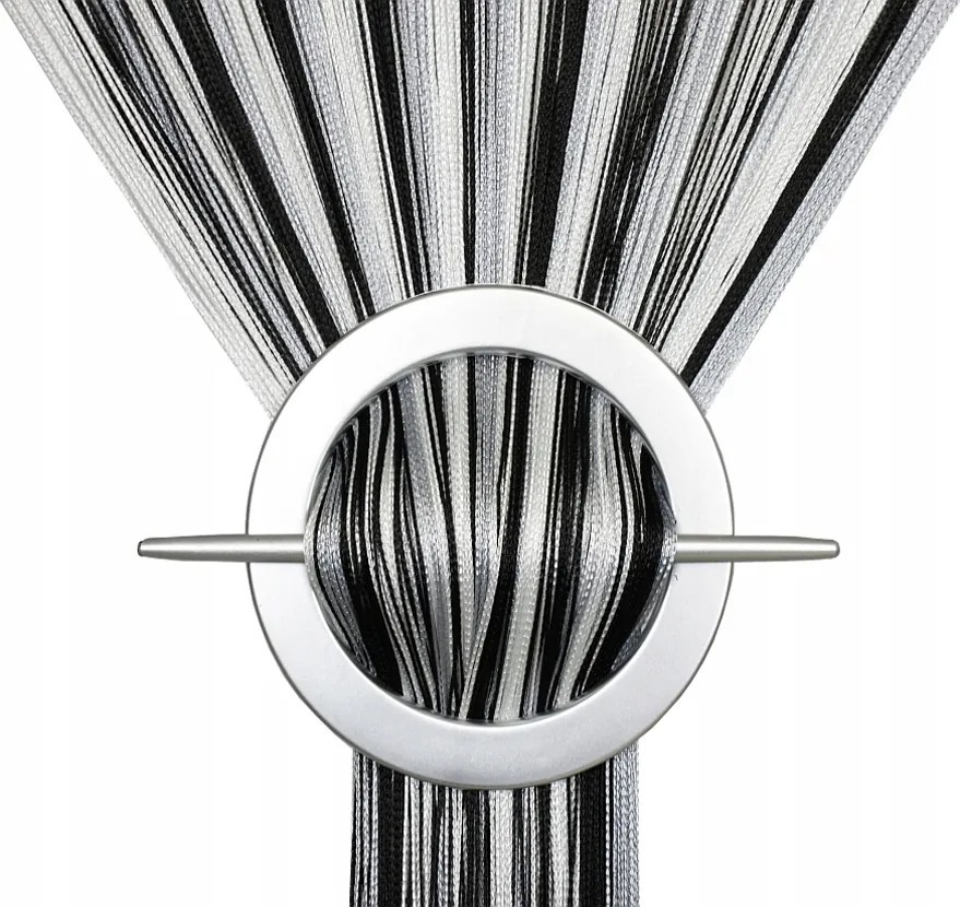 Függöny Spagetti Függöny 100x180 fekete fehér szürke