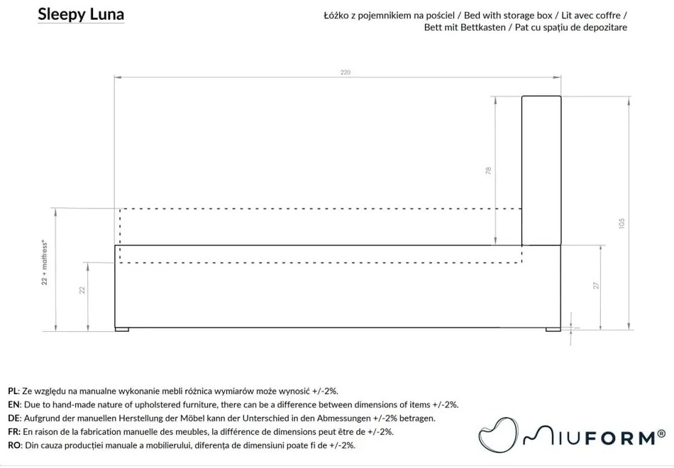 Bézs kárpitozott egyszemélyes ágy ágyráccsal 90x200 cm Sleepy Luna – Miuform