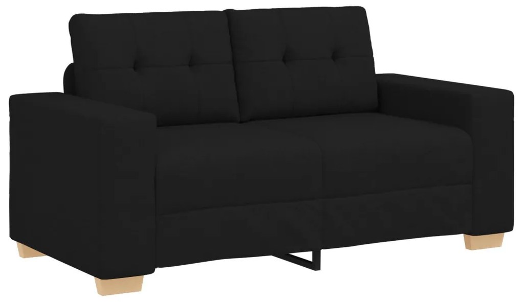 3 részes kanapé szett párnákkal, fekete szövet