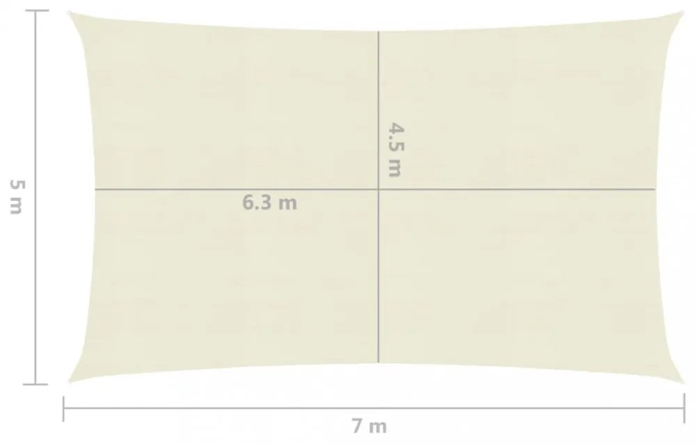 krémszínű HDPE napvitorla 160 g/m² 5 x 7 m