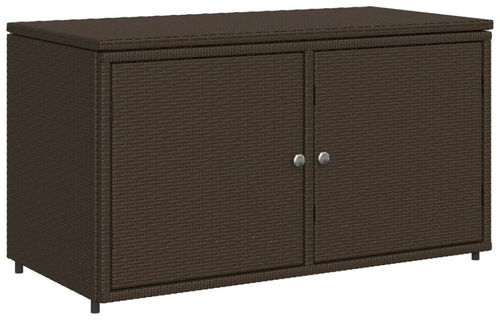 barna polyrattan kerti tárolószekrény 110 x 55 x 60,5 cm