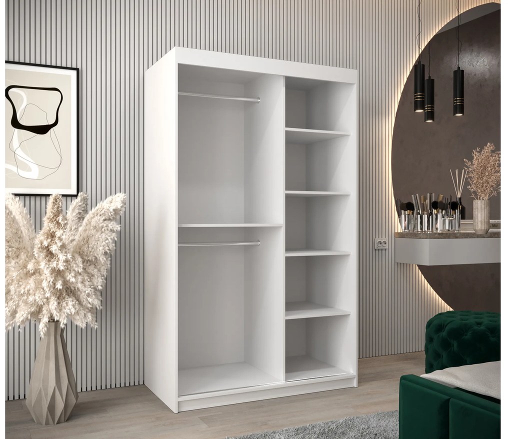Ruhásszekrény 120 cm Toki (matt fekete + matt fehér). 1064803