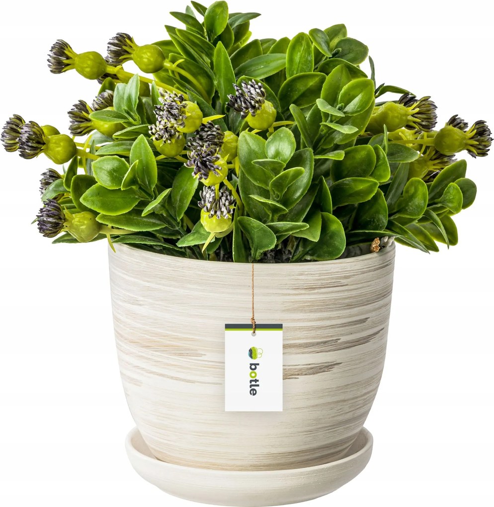 Kerámia kaspó 16x13 cm beton állvány világos