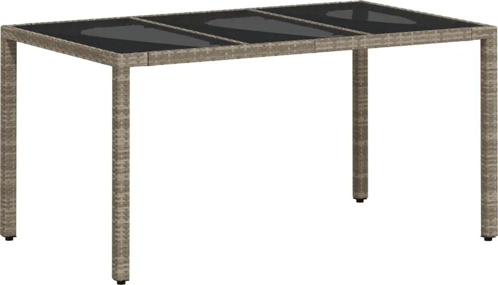 vidaXL világosszürke polyrattan üveglapos kerti asztal 150x90x75 cm