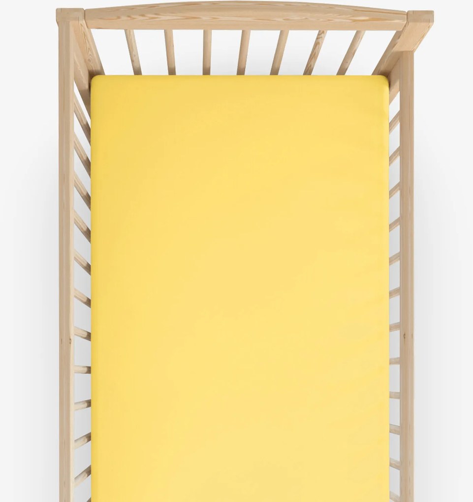 Goldea gyermek pamut lepedő kiságyba - sárga 60 x 120 cm
