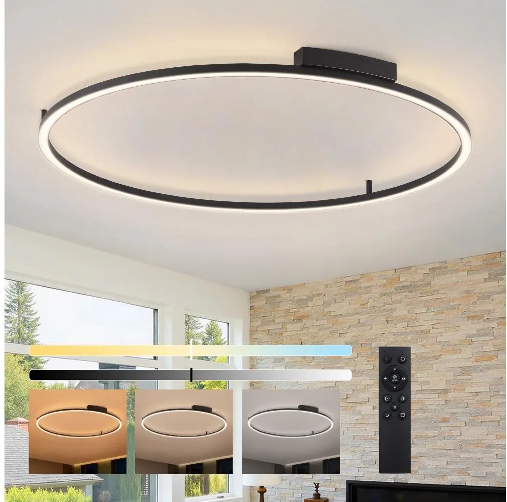 Brilagi - PORTOFINO LED dimmelhető lámpatest, 85W/230V, átm. 120 cm, fekete + távirányító