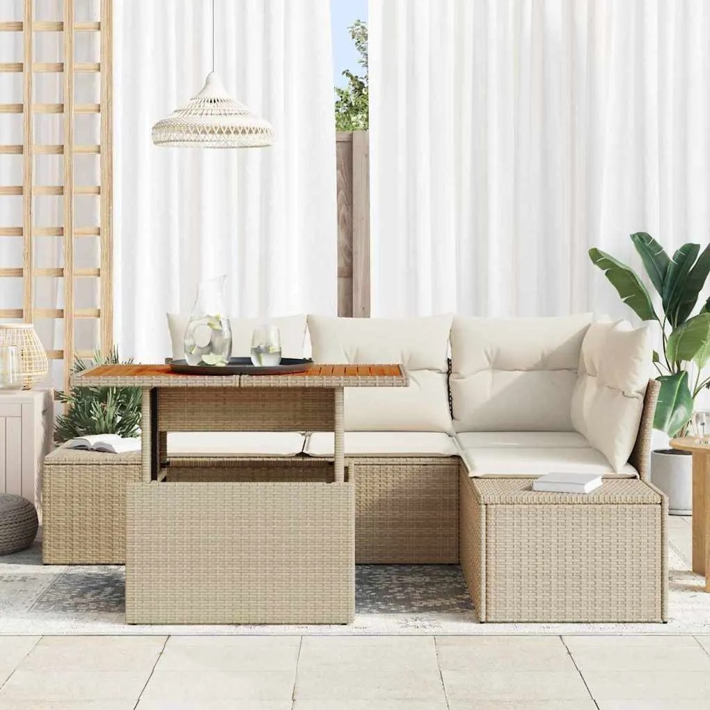 Kerti Kanapé Szett 5 pcs Beige és krém 100 x 55 x 73 cm
