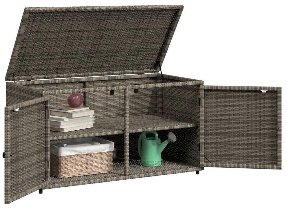 szürke polyrattan kerti tárolószekrény 110 x 55 x 60,5 cm